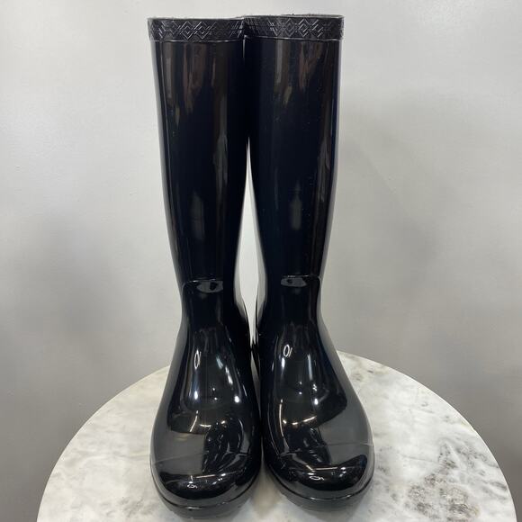 UGG Shaye Rain Boot Black Shiny Rubber Women’s Size 5 NWOB - Picture 2 of 10